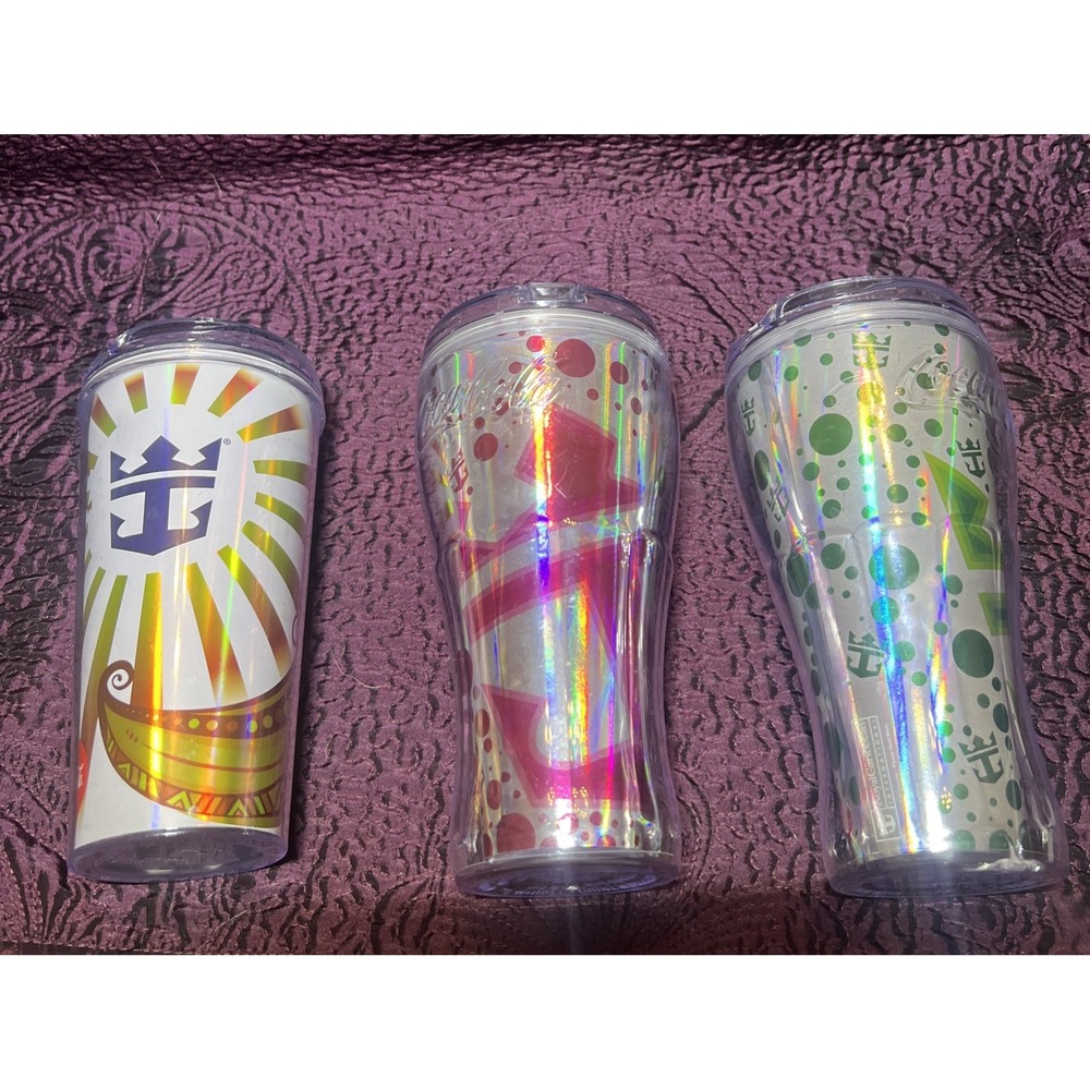 Lot Of 3 Royal Caribbean Cruise Coca Cola Coke Insulated Travel‎ Tumblers Mug